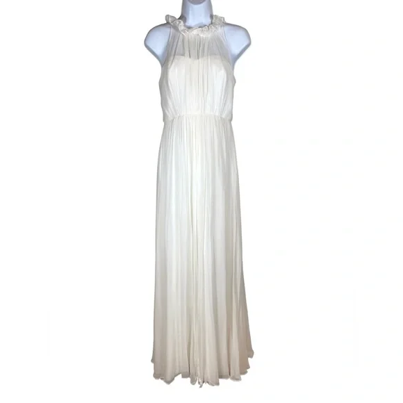 BHLDN Hitherto Camila Silk Maxi Dress Ivory Sheer Bridal Size 4 - Picture 3 of 8